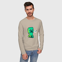 Лонгслив хлопковый мужской MINERCRAFT CREEPER, цвет: миндальный — фото 2