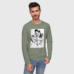 Лонгслив хлопковый мужской Мисато Кацураги, цвет: авокадо — фото 2