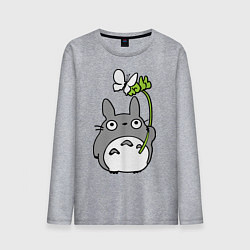 Лонгслив хлопковый мужской Totoro и бабочка, цвет: меланж