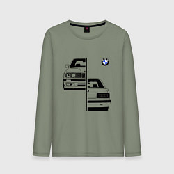 Лонгслив хлопковый мужской BMW БМВ Z, цвет: авокадо