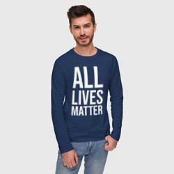 Лонгслив хлопковый мужской ALL LIVES MATTER, цвет: тёмно-синий — фото 2