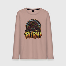 Лонгслив хлопковый мужской Lets the galaxy burn, цвет: пыльно-розовый