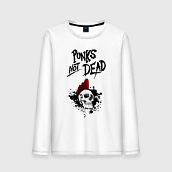 Лонгслив хлопковый мужской Punks not dead, цвет: белый