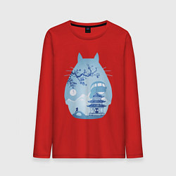 Лонгслив хлопковый мужской Тоторо Миядзаки, цвет: красный