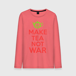 Лонгслив хлопковый мужской Make tea not war, цвет: коралловый