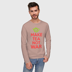 Лонгслив хлопковый мужской Make tea not war, цвет: пыльно-розовый — фото 2