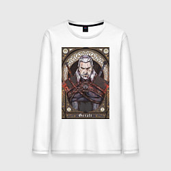 Лонгслив хлопковый мужской The Witcher, Geralt, Ведьмак,, цвет: белый