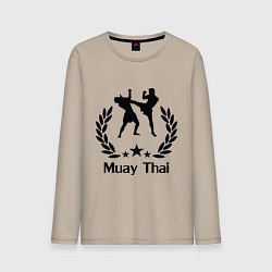 Лонгслив хлопковый мужской Muay Thai: High Kick, цвет: миндальный