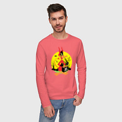 Лонгслив хлопковый мужской Даффи Хэллоуин, цвет: коралловый — фото 2
