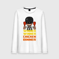 Лонгслив хлопковый мужской PUBG Winner Chicken Dinner, цвет: белый