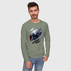 Лонгслив хлопковый мужской Кен Канеки, цвет: авокадо — фото 2