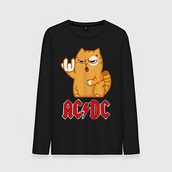 Лонгслив хлопковый мужской ACDC rock cat, цвет: черный