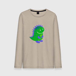 Мужской лонгслив Зеленый дракончик-динозаврик