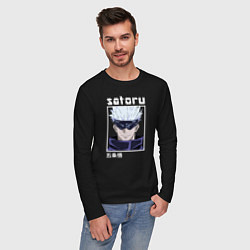 Лонгслив хлопковый мужской Годжо Сатору, цвет: черный — фото 2