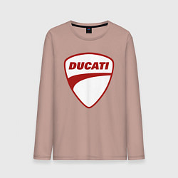 Лонгслив хлопковый мужской Ducati Logo Дукати Лого Z, цвет: пыльно-розовый