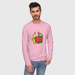 Лонгслив хлопковый мужской Котик в свитере, цвет: светло-розовый — фото 2