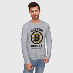 Лонгслив хлопковый мужской BOSTON BRUINS NHL, цвет: меланж — фото 2