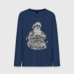 Лонгслив хлопковый мужской Плохой Санта, цвет: тёмно-синий