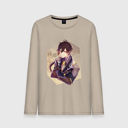 Лонгслив хлопковый мужской Чжун Ли, цвет: миндальный