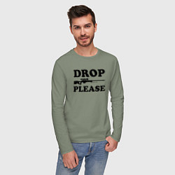 Лонгслив хлопковый мужской Drop Please, цвет: авокадо — фото 2