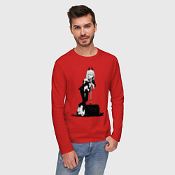 Лонгслив хлопковый мужской Человек бензопила Пауэр, цвет: красный — фото 2