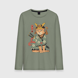 Мужской лонгслив Кот Самурай