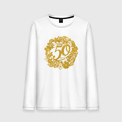 Лонгслив хлопковый мужской 50 лет, цвет: белый