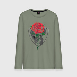 Лонгслив хлопковый мужской Skull&Rose, цвет: авокадо
