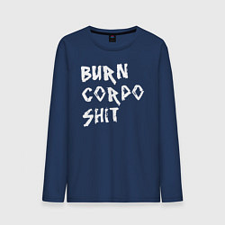 Лонгслив хлопковый мужской BURN CORPO SHIT, цвет: тёмно-синий