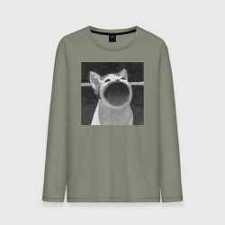 Мужской лонгслив ЧБ Pop Cat