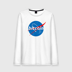 Лонгслив хлопковый мужской БИТКОИН НАСА BITCOIN NASA, цвет: белый