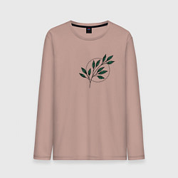 Лонгслив хлопковый мужской Leaves, цвет: пыльно-розовый