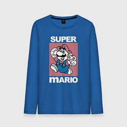 Лонгслив хлопковый мужской Супер Марио с грибочком цвета синий — фото 1