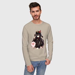 Лонгслив хлопковый мужской Ху Тао, цвет: миндальный — фото 2