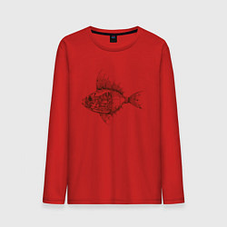 Лонгслив хлопковый мужской Стимпанк Рыба Steampunk Fish Z, цвет: красный