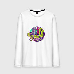 Лонгслив хлопковый мужской Cool Lizard Крутая ящерица, цвет: белый