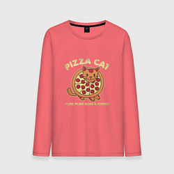 Лонгслив хлопковый мужской Pizza Cat, цвет: коралловый