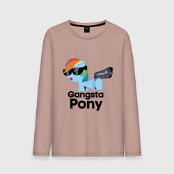 Лонгслив хлопковый мужской Gangsta pony, цвет: пыльно-розовый