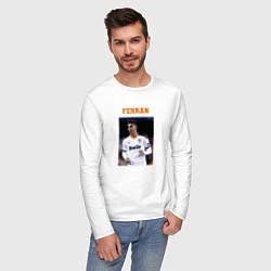 Лонгслив хлопковый мужской Ферран Торрес Ferran Torres, цвет: белый — фото 2