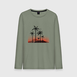 Лонгслив хлопковый мужской Palm tree, цвет: авокадо