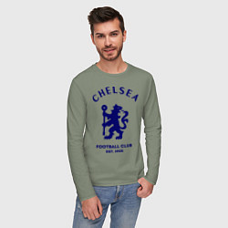Лонгслив хлопковый мужской Chelsea Est. 1905, цвет: авокадо — фото 2