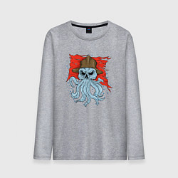 Лонгслив хлопковый мужской Осьминог в каске, цвет: меланж