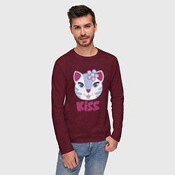 Лонгслив хлопковый мужской Kiss Cat, цвет: меланж-бордовый — фото 2