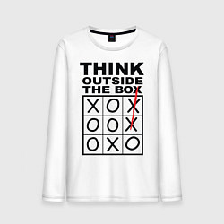 Лонгслив хлопковый мужской THINK OUTSIDE THE BOX, цвет: белый