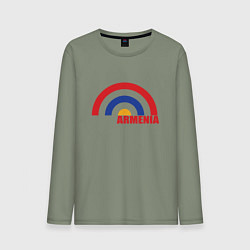 Лонгслив хлопковый мужской Армения Armenia, цвет: авокадо