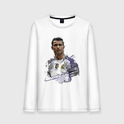 Лонгслив хлопковый мужской Cristiano Ronaldo Manchester United Portugal, цвет: белый