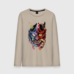 Лонгслив хлопковый мужской Два лица, цвет: миндальный