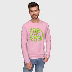 Лонгслив хлопковый мужской Nice Vibes Forever green, цвет: светло-розовый — фото 2