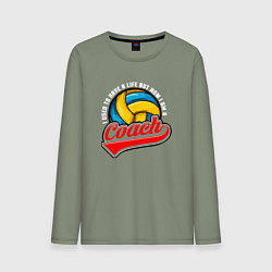 Лонгслив хлопковый мужской Волейбол - Тренер, цвет: авокадо