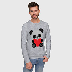 Лонгслив хлопковый мужской Love Панда, цвет: меланж — фото 2